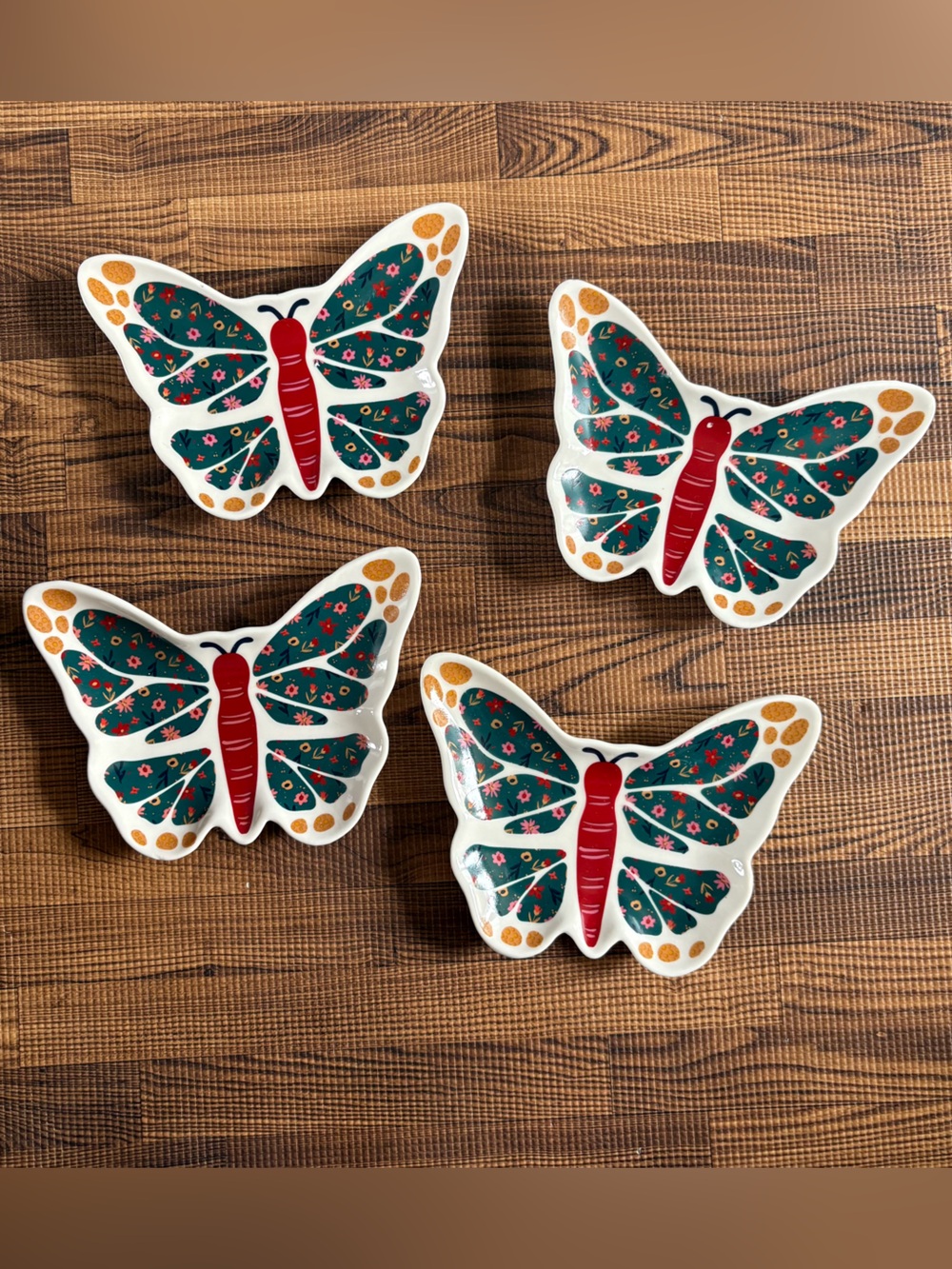 NWT Karma Butterfly Trinket Tray - Teal & Red